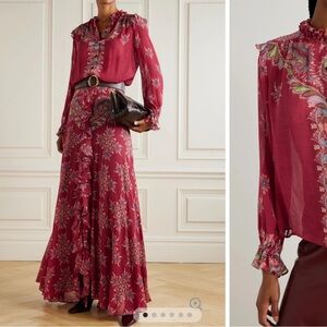 Floral Ruffled Maxi Dress in Red